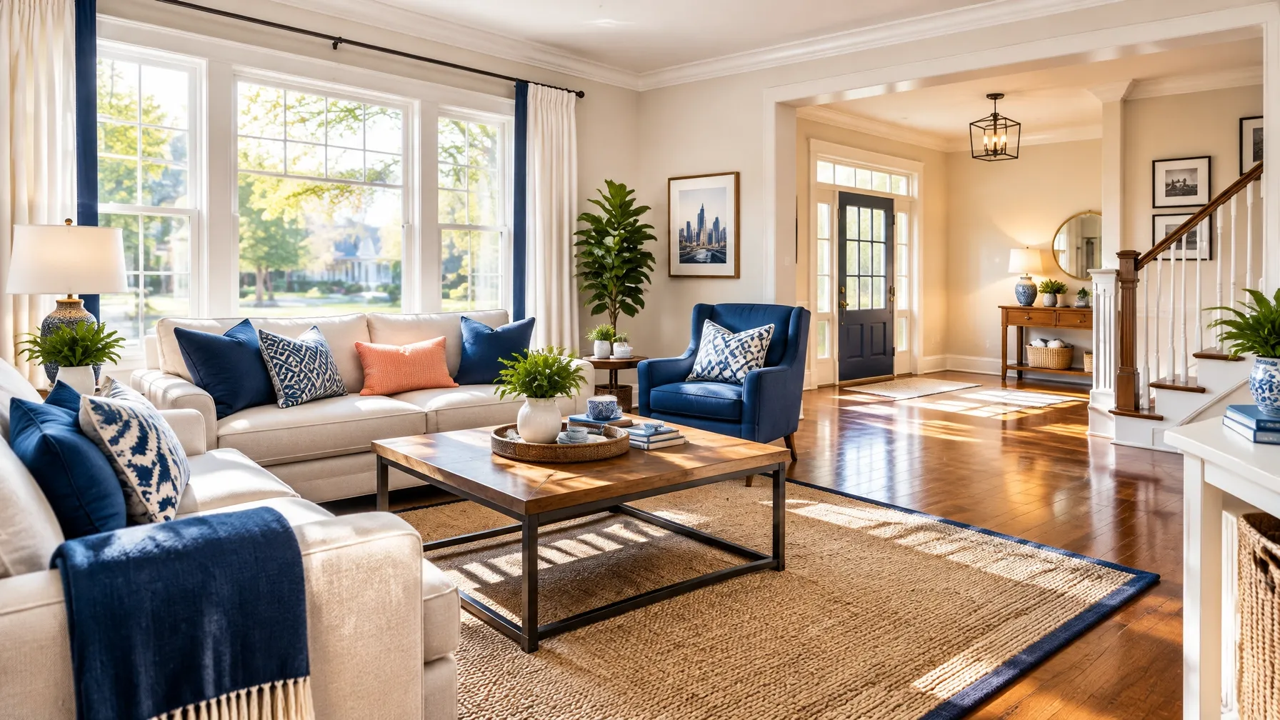 Bright, welcoming home interior reflecting D&M Perks’ residential property care